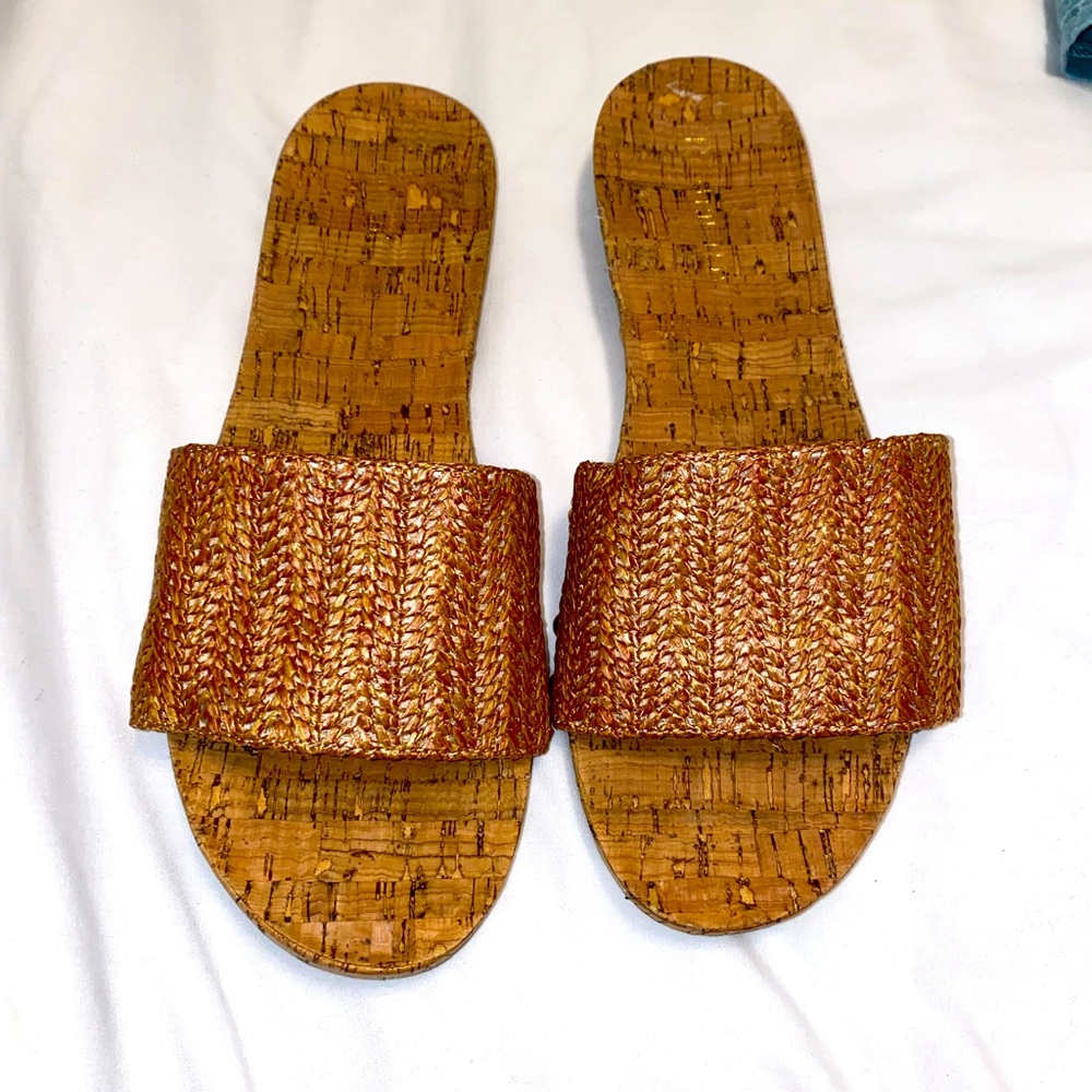 Tan woven cork Restricted Sandals